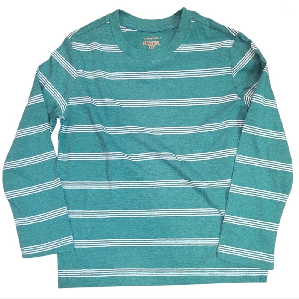Jumping Beans | Dark Green with White Stripes Long Sleeve Essential Tee Shirt